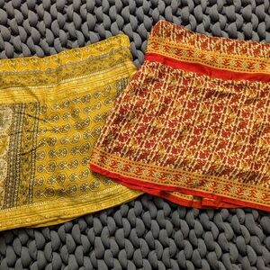 Handmade Yellow and Red Silk Skorts